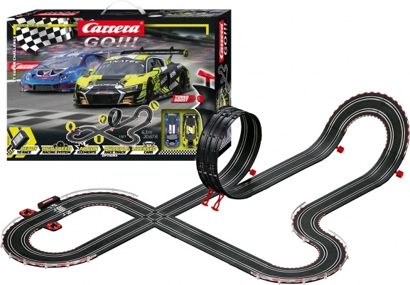 Pistă de curse Carrera GO GT super challenge 6,3 m cu Audi R8 LMS GT3 și Lamborghini Huracán