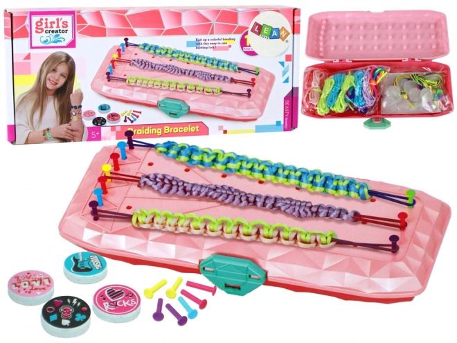 Set creativ pentru brățări cutie roz