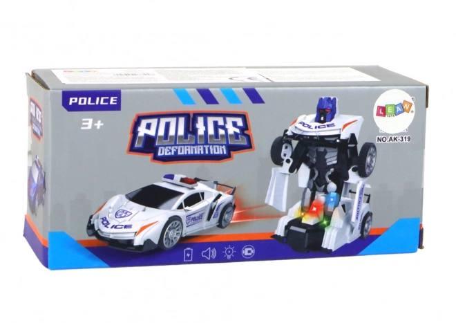 mașină robot poliție albă 2în1 transformare