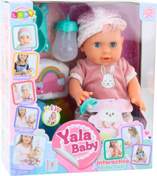 Păpușă Bebeluș care Udă Roz cu Accesorii și Sunete 35 cm