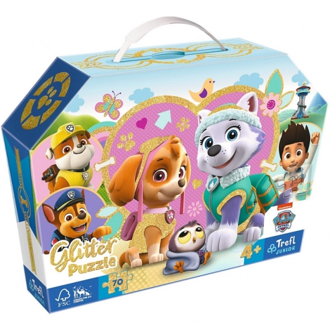 Puzzle glitter 70 de piese cutie Skye și Everest