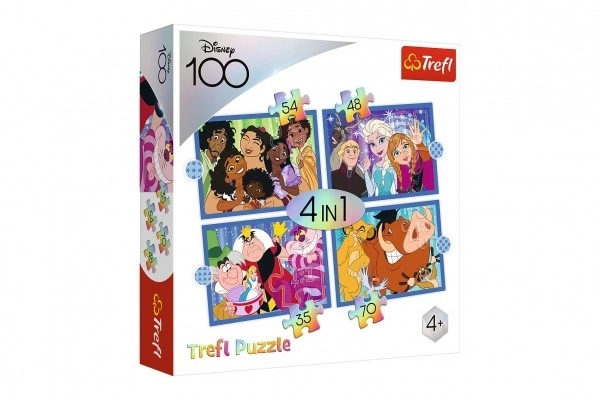 Puzzle Disney 100 de ani: Lumea veselă Disney 4 în 1