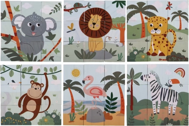 cubi safari din lemn 2kids toys