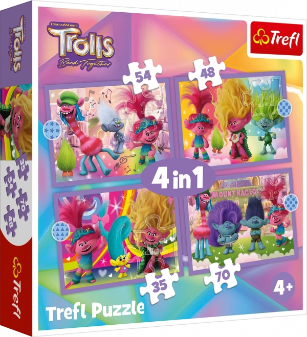 puzzle trolli 3: aventura colorată 4 în 1