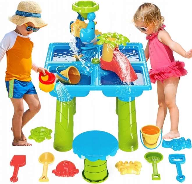 Jucărie de apă de masă Woopie 2în1 cu groapă de nisip și scaun XL Aquapark