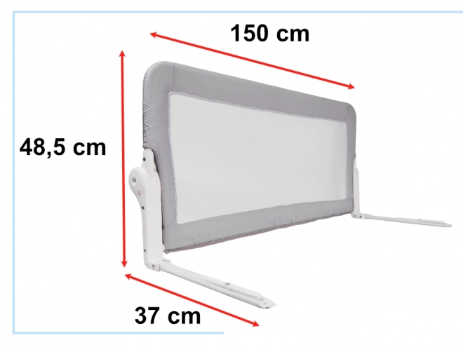 Barieră de protecție pentru pat, deschidere 150 cm, gri