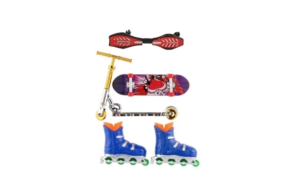 Set mini skateboard, waveboard, role și trotinetă pentru degete