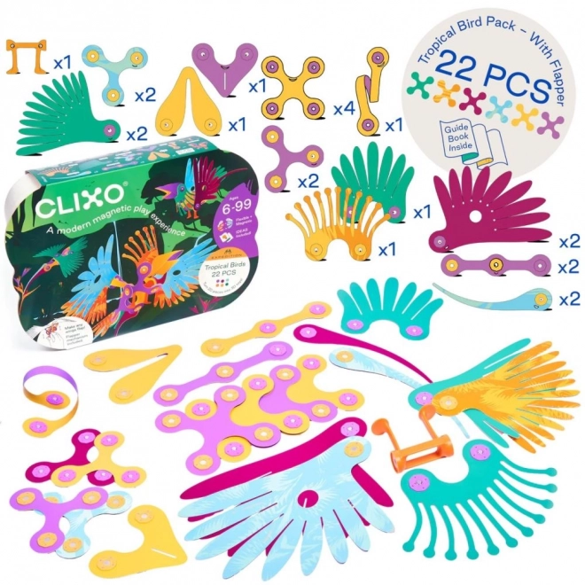 Set magnetic Clixo păsări tropicale din pădurea ecuatorială