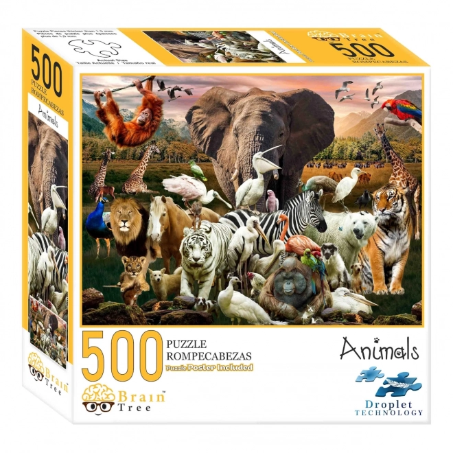 Puzzle cu animale Brain Tree 500 piese