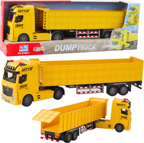 Camionetă de transport galbenă cu remorcă și efecte sonore