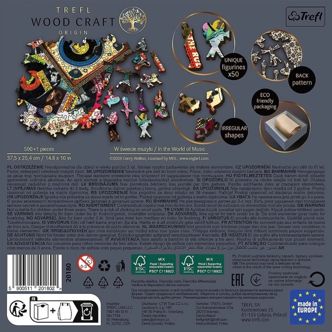 TREFL puzzle de lemn cu două fețe Lumea muzicii 501 de piese