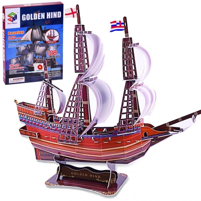 Puzzle 3D navă Golden Hind