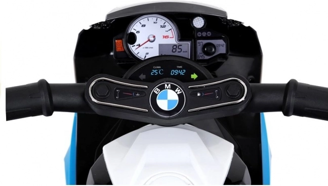 Motocicletă pe baterii BMW S1000RR cu trei roți albastră