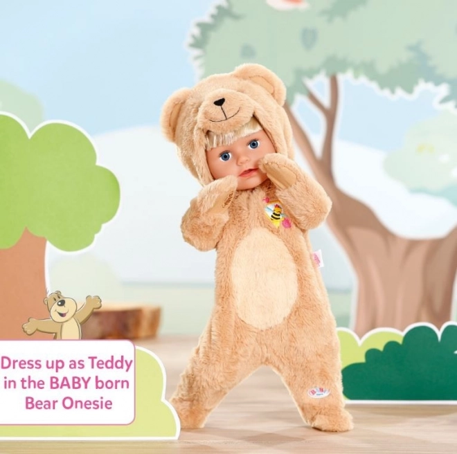 Costum ursuleț cu glugă pentru Baby Born