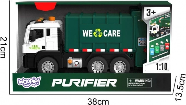 Camion de salubritate interactiv „Purifier” 1:10 - Jucărie educativă pentru sortare deșeuri