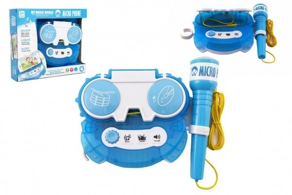 Microfon karaoke albastru cu lumini