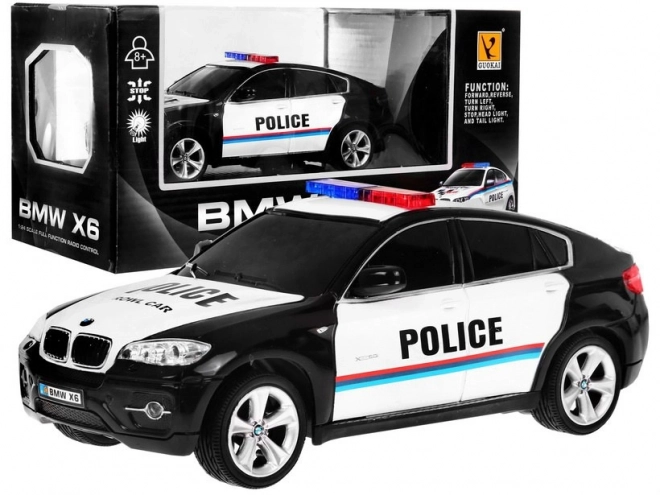 Radiowóz BMW X6 Pentru Copii 8+ Zdalnie Sterowana Poliție 1:24 cu Lumină