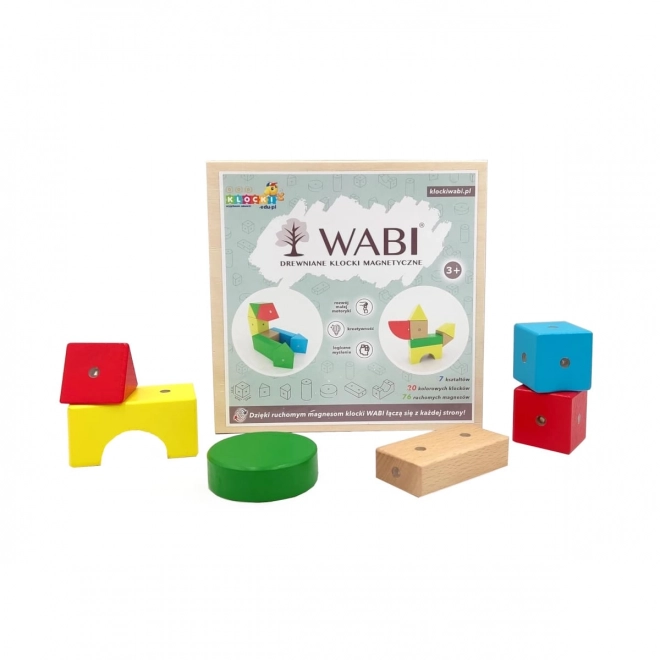 Set de blocuri magnetice din lemn Wabi, 20 de piese