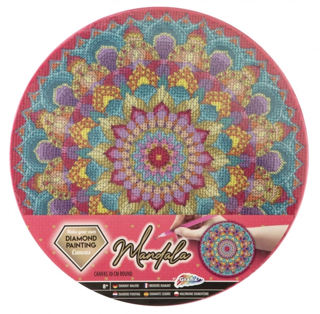 Pictură diamant pe pânză cu mandala roz