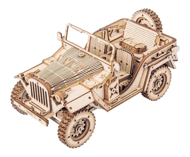 Puzzle 3D din lemn jeep militar Robotime Rokr