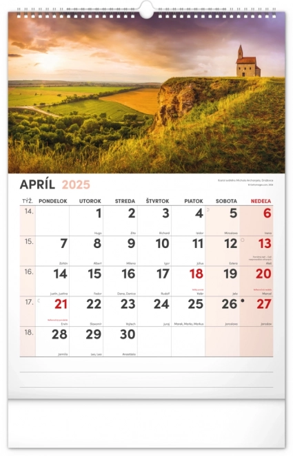 calendar de perete scene pitorești din slovacia 2025 cu calendar extra mare