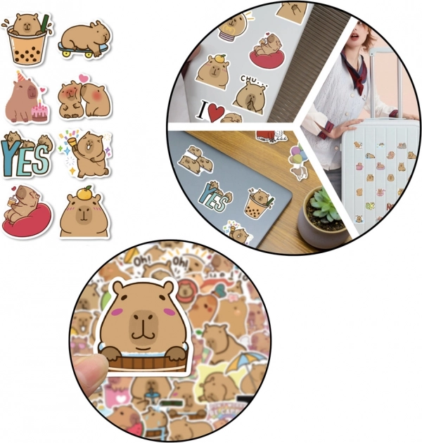 Set de autocolante Capibara material PET 6 coli 120 buc