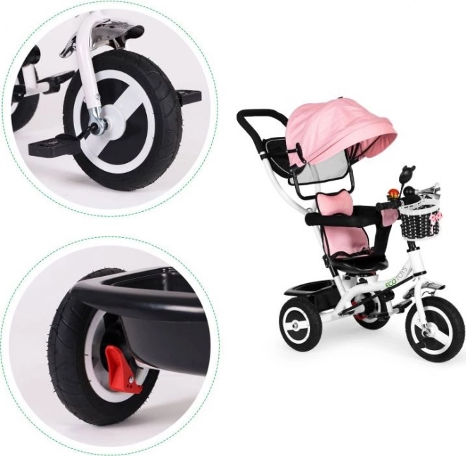 Tricicletă cu copertină rotativă și roți cauciucate ECOTOYS