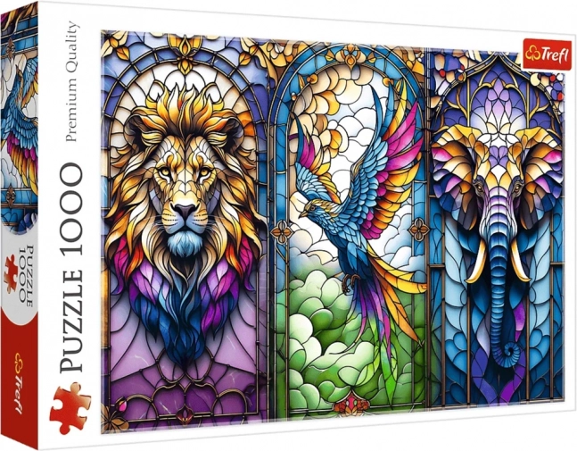 Puzzle vitraliu cu animale Trefl, 1000 piese