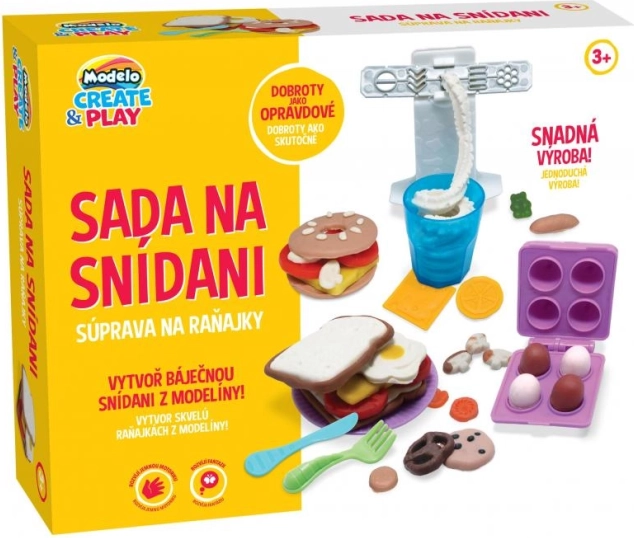 Modelo set pentru mic dejun din plastilină pentru copii