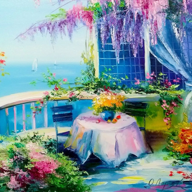 Puzzle Balconul cu Flori 1000 de Piese