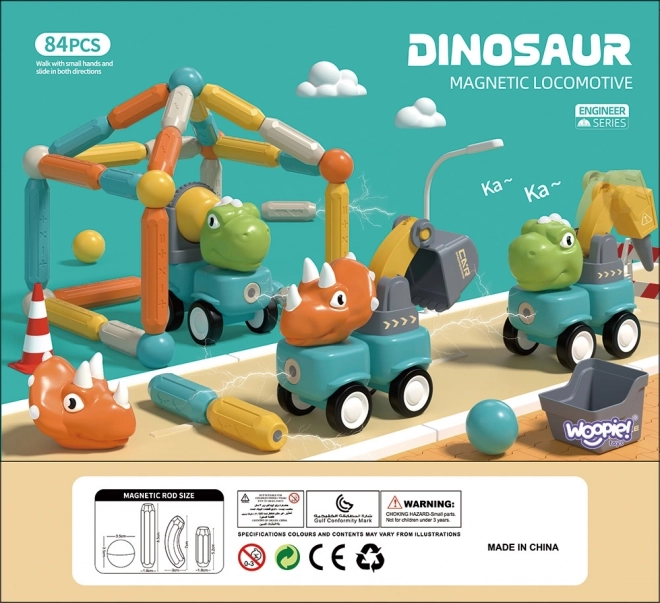 Set de construcție magnetic Dinozauri Woopie 84 piese