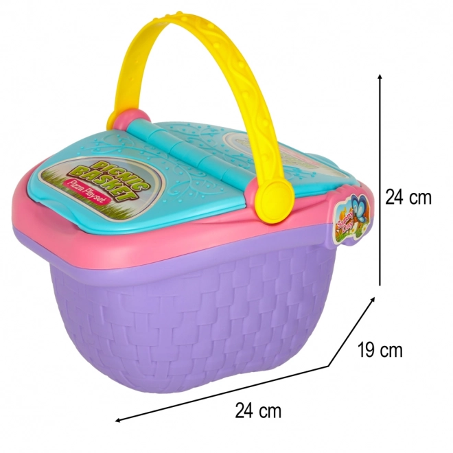 Coș de picnic cu fructe și sucuri