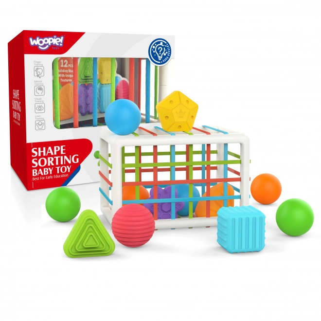Jucărie Cub Sensory WOOPIE cu Forme Colorate