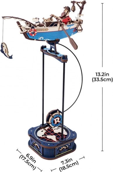Set puzzle mecanic 3D Barcă de pescuit cu pendul