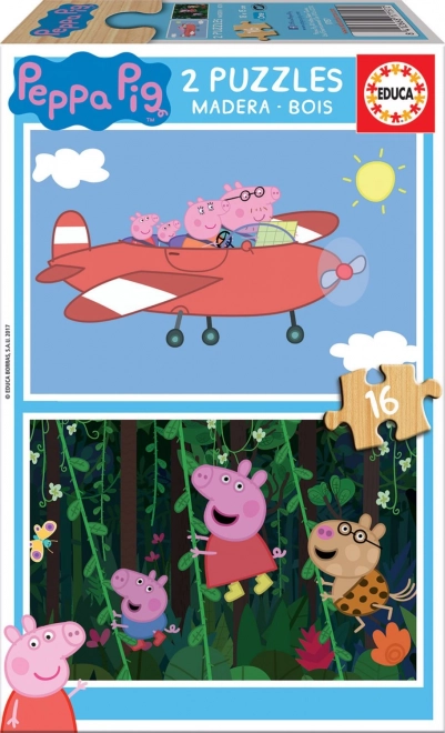 Puzzle din lemn Peppa Pig 2x16 piese