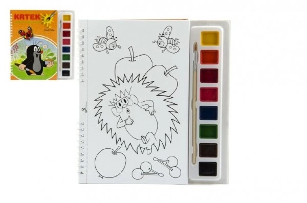 Carte de colorat cu acuarele și pensulă cu Krtek