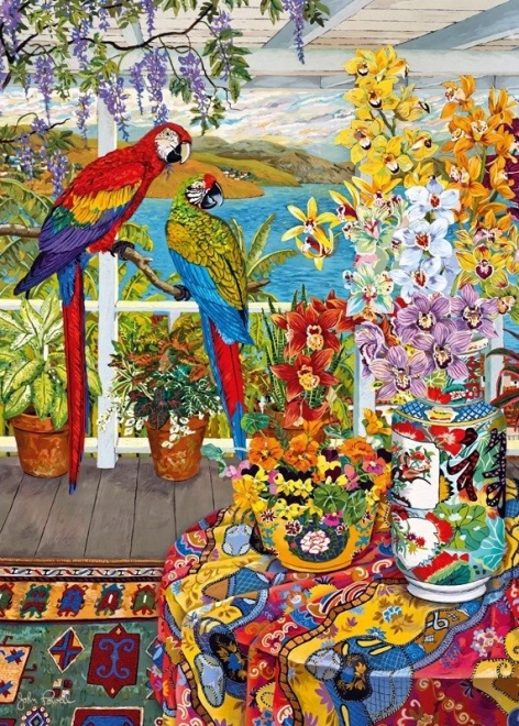 Puzzle Papagali pe verandă 1000 piese