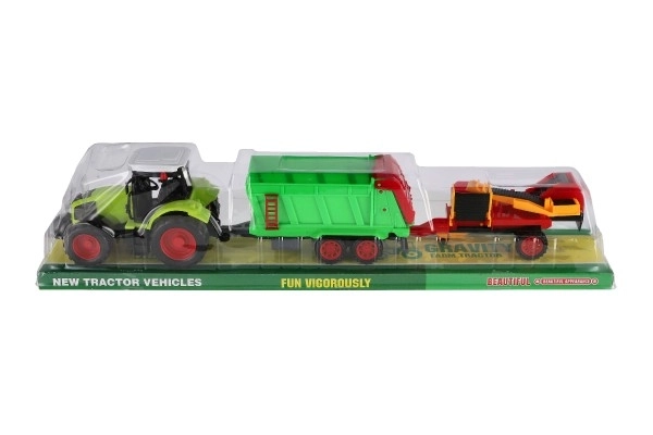 Tractor cu remorcă din plastic pe bandă, 56cm, cu sistem de inerție