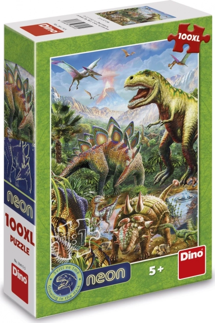 Puzzle Luminos Dinozauri XL 100 piese