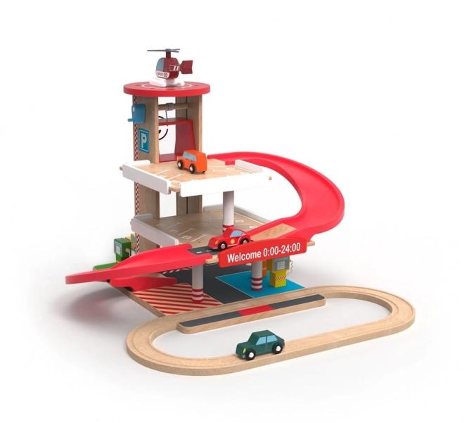 Garaj și pistă din lemn 2Kids Toys