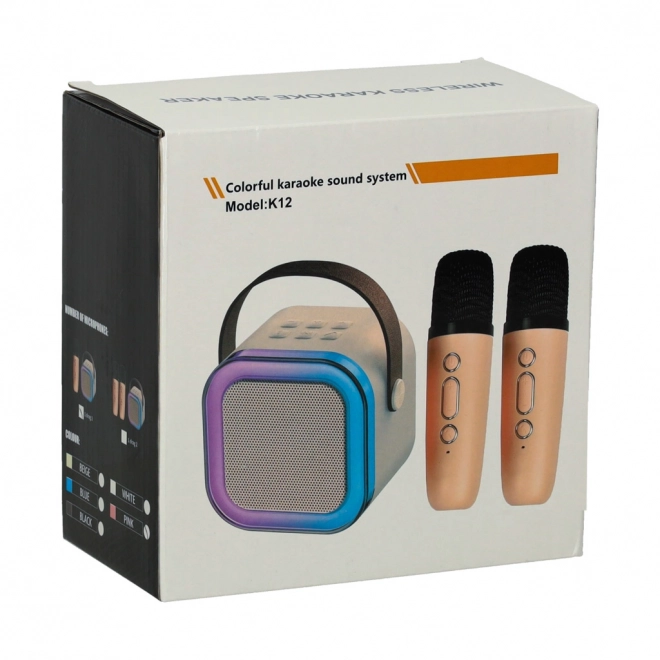 Set karaoke cu 2 microfoane și difuzor portabil Bluetooth USB LED