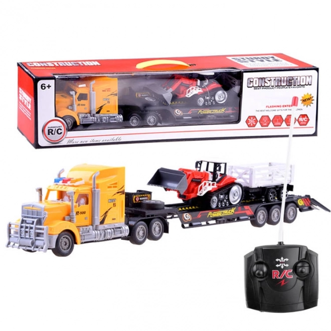 Set trailer auto și tractor cu remorcă teleghidat – galbenă