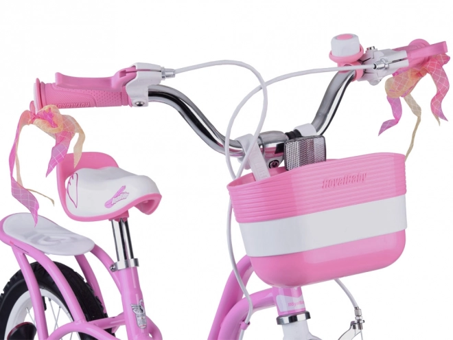 Bicicletă pentru copii Royalbaby Little Swan 14" cu coș și roți ajutătoare – roz