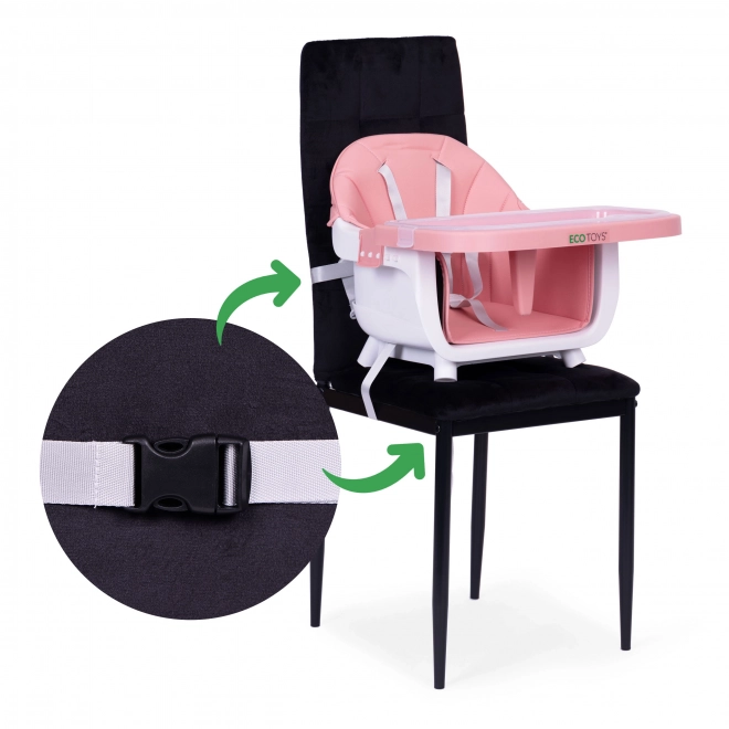 Scaun de alimentație pentru copii 2-în-1 roz Ecotoys