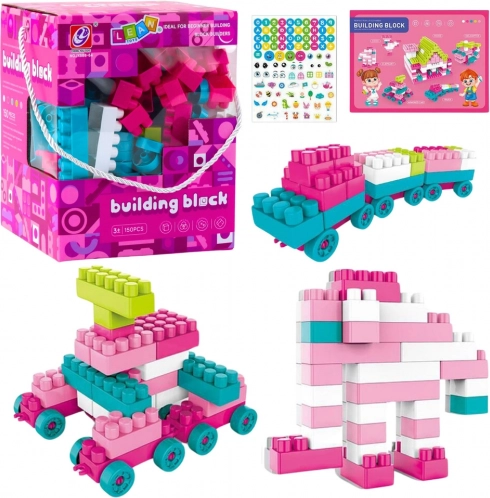 Cărămizi de construcție spațiale pastel roz – 150 piese
