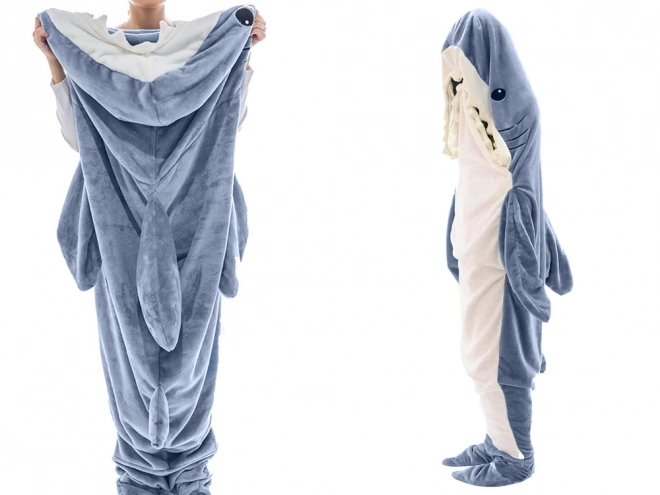 Pijama cu glugă tip rechin pentru iarnă