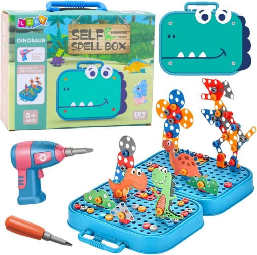 Set de Construcție Dinozauri cu Geantă și Burghiu - 228 Piese