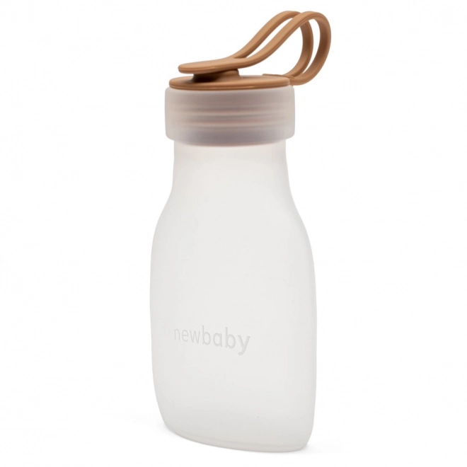 Sticlă pentru lapte silicon New Baby maron 15cm