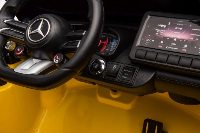 Mașină cu acumulator Mercedes AMG SL63 vopsită în galben