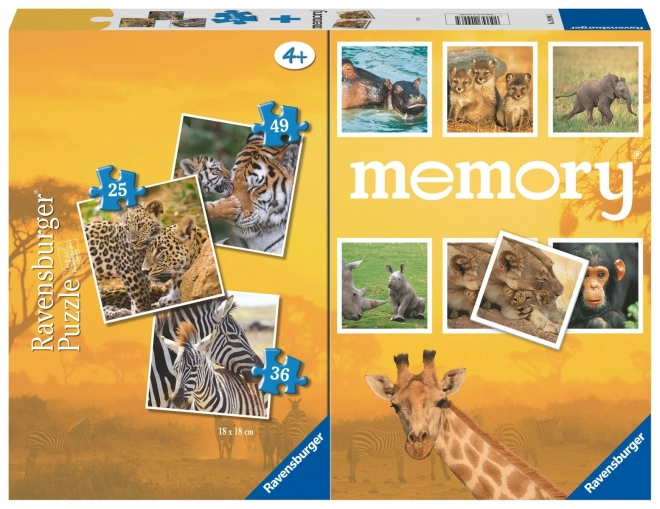 Puzzle 3 în 1 Joc de memorie cu animale sălbatice